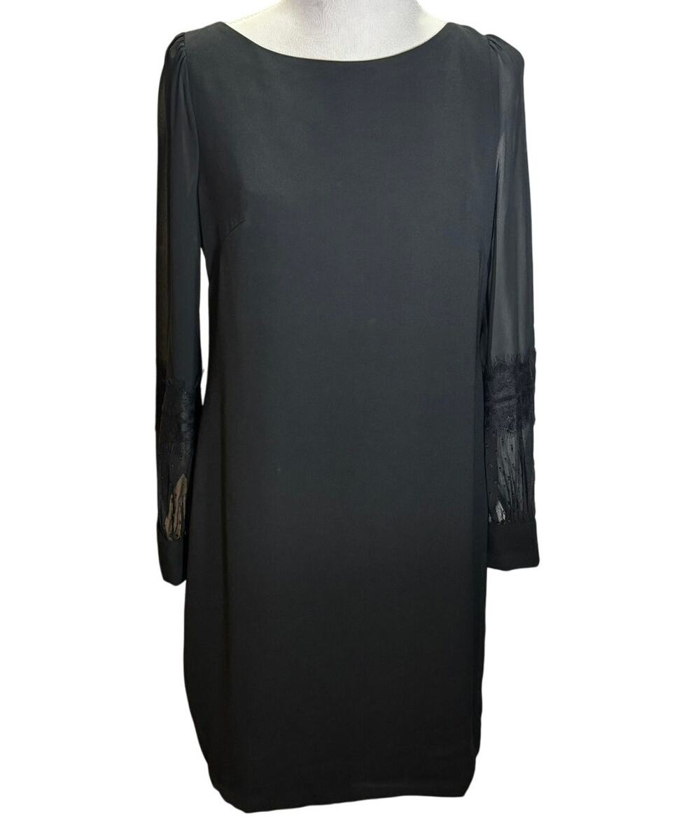 Ann Taylor Black Sheath Dress Size 6 NWT Lace Sleeve Detail Elegant LBD